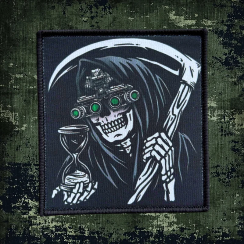 Parche de cuenta regresiva a la muerte, insignia de moral de calavera de Reaper, brazalete con gancho y bucle, parches estampados militares, pegatinas tácticas para mochila de muerte - imagen 2