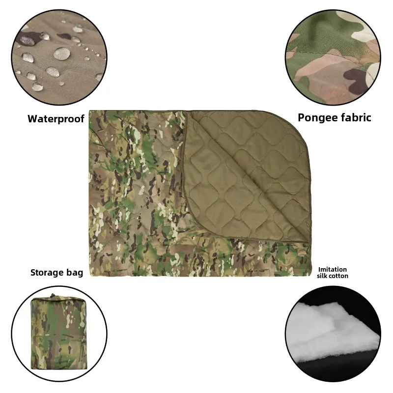 Manta militar con forro de Poncho de camuflaje, saco de dormir militar para viajar, senderismo, Camping, manta de coche de supervivencia al aire libre, 200x150cm - imagen 3