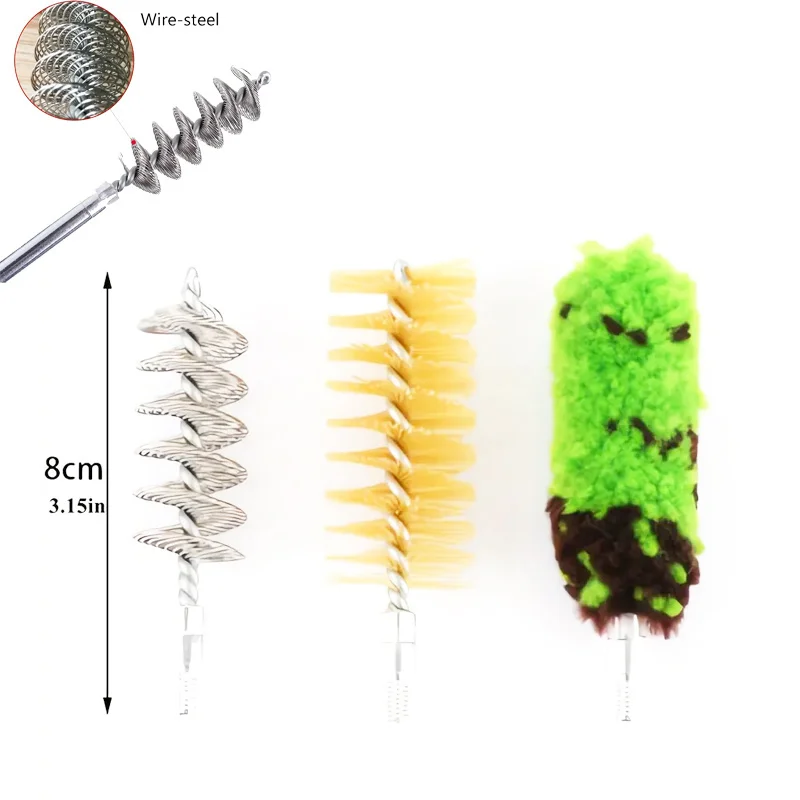 3 uds cepillo de limpieza varilla cepillo Kit de limpieza herramienta-eje de Metal duradero, cepillos de cerdas suaves para pistola 16GA limpieza de Rifle de caza - imagen 2