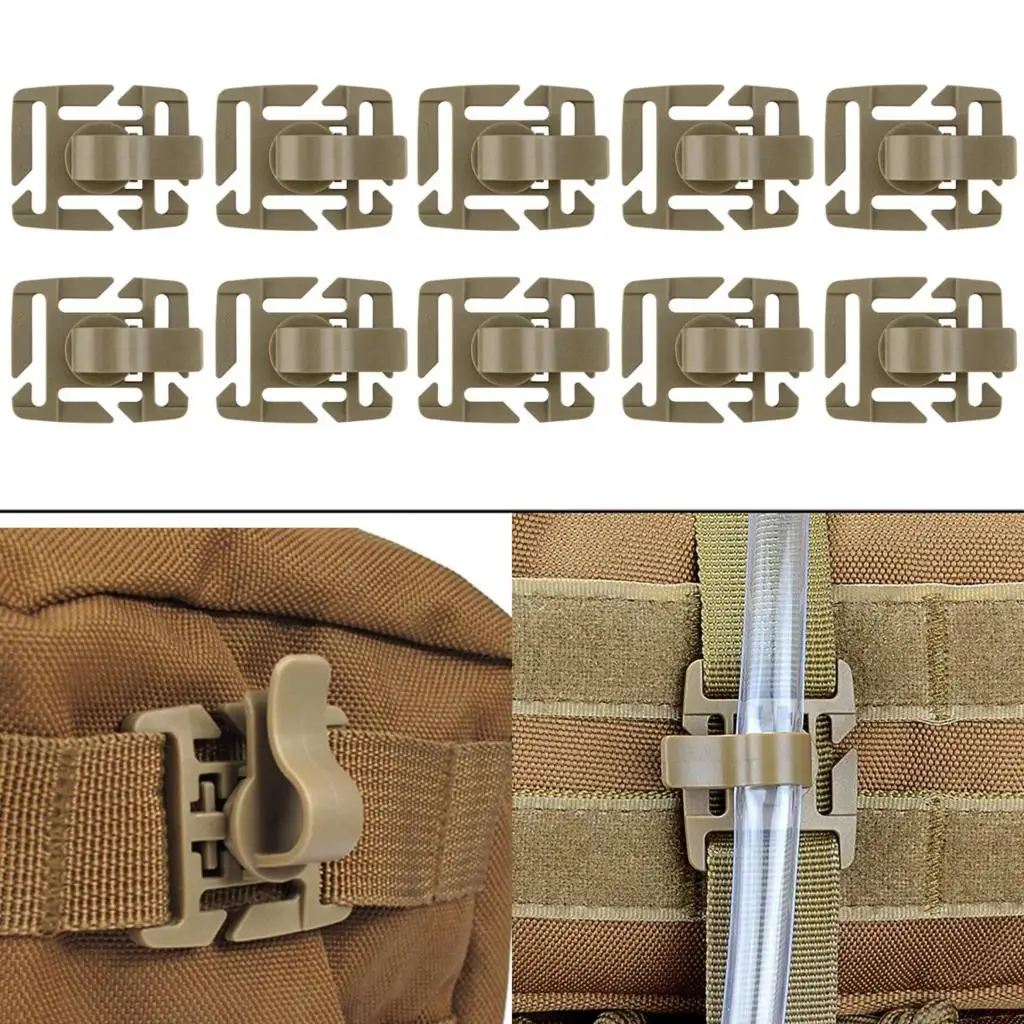 Clip de engranaje de bloqueo de anillo en D táctico, Clip de tubo de hidratación, hebilla de junta de Web, Clip de rotación de 360 ° para correa de 1 ", bolsa Molle, 10 piezas - imagen 3