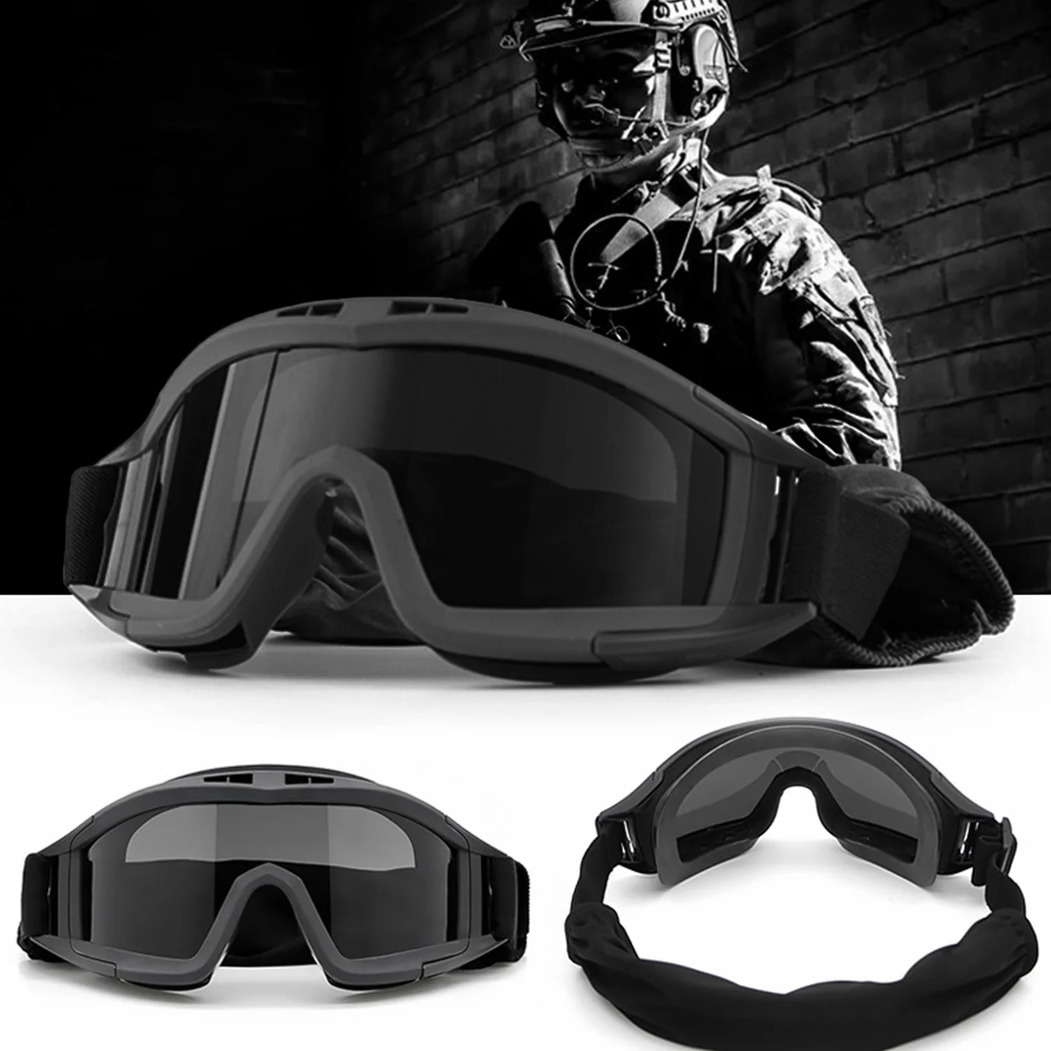 Casco táctico FAST Airsoft - Gafas tácticas antivaho - Anti-UV - Pañuelo bufanda Multicam - Pasamontañas - para Paintball Airsoft - imagen 4