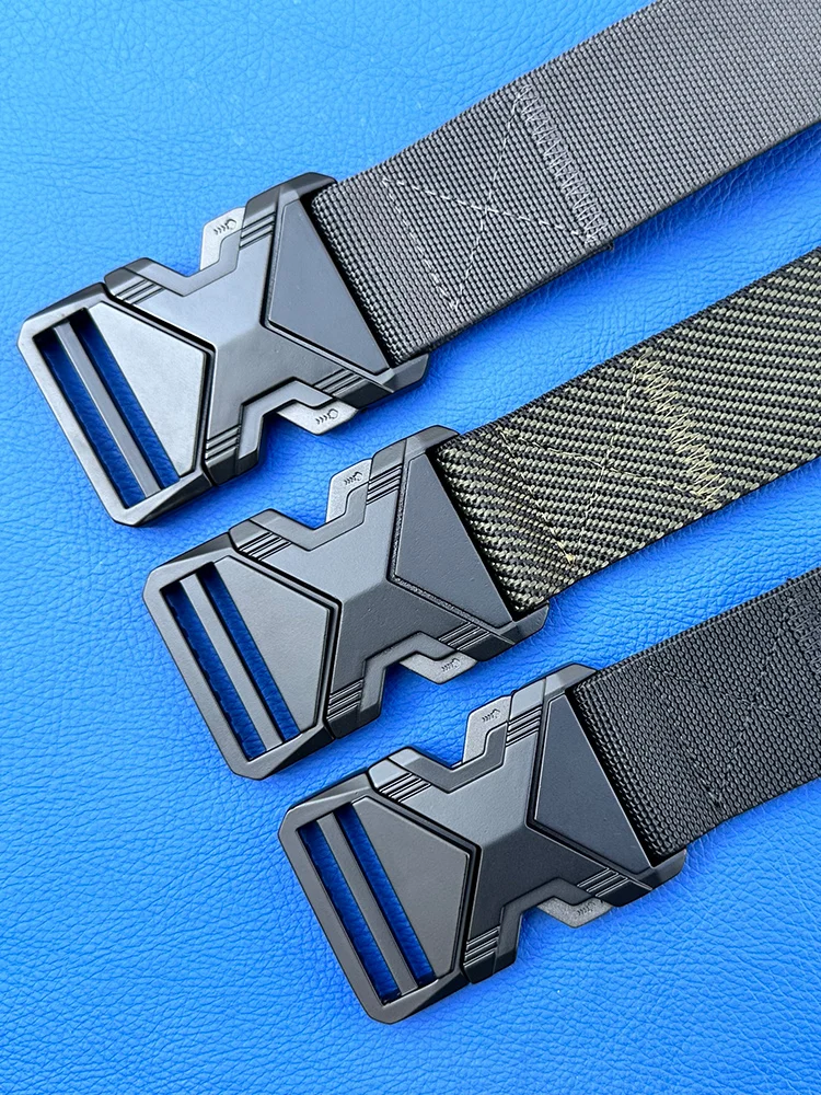 Cinturón trenzado de armadura de diamante para hombres, cinturón de mezclilla de entrenamiento, hebilla de apertura rápida de Metal, táctico al aire libre, informal, todo en uno - imagen 4