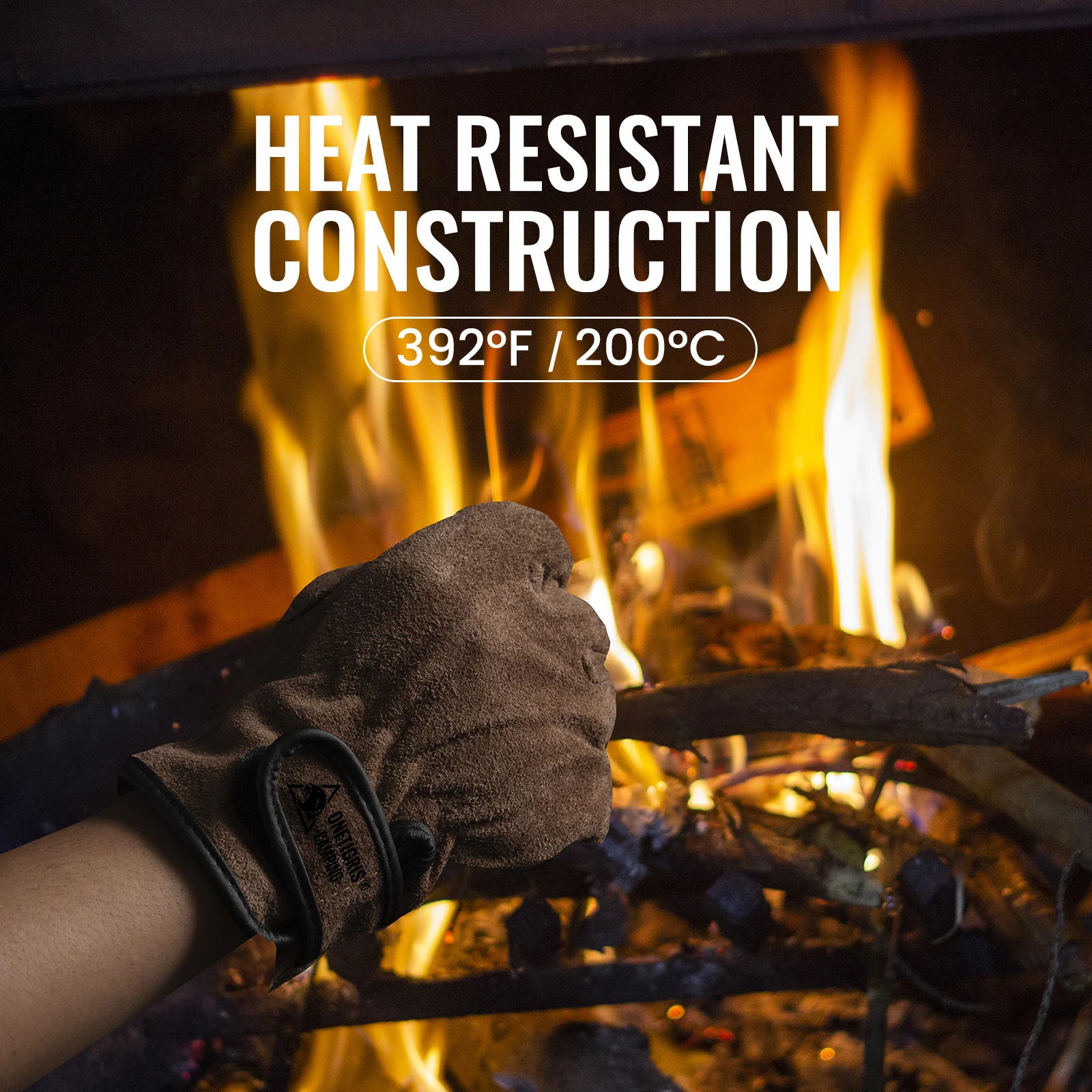 OneTigris guantes de soldadura guantes de trabajo de cuero ignífugo para hombres/mujeres Forja barbacoa Camping estufa de leña piel de vaca aislante térmico - imagen 3