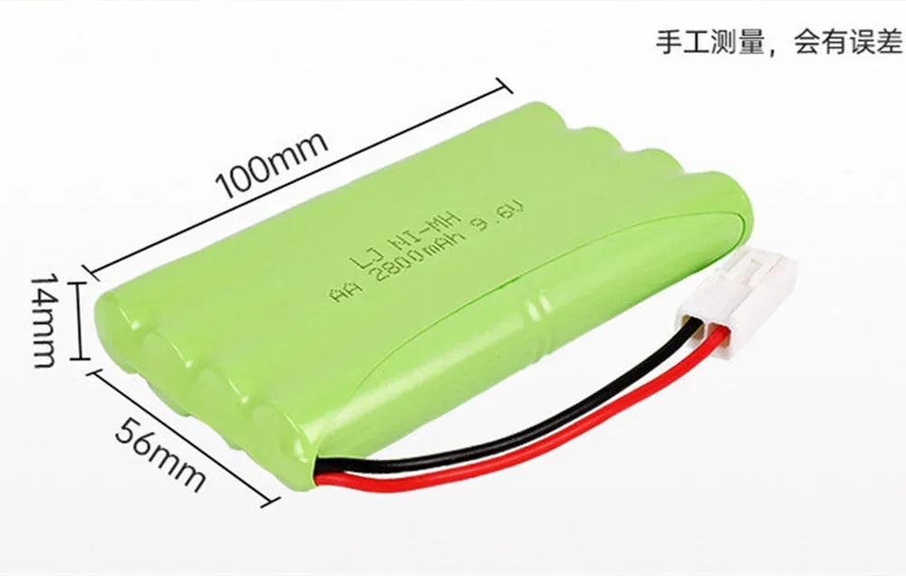 Batería recargable Ni-MH AA para vehículos RC, 9,6 V, 2800mAh, camiones, tanques, vehículos de ingeniería, barcos, juguetes, coche, Dron RC - imagen 2
