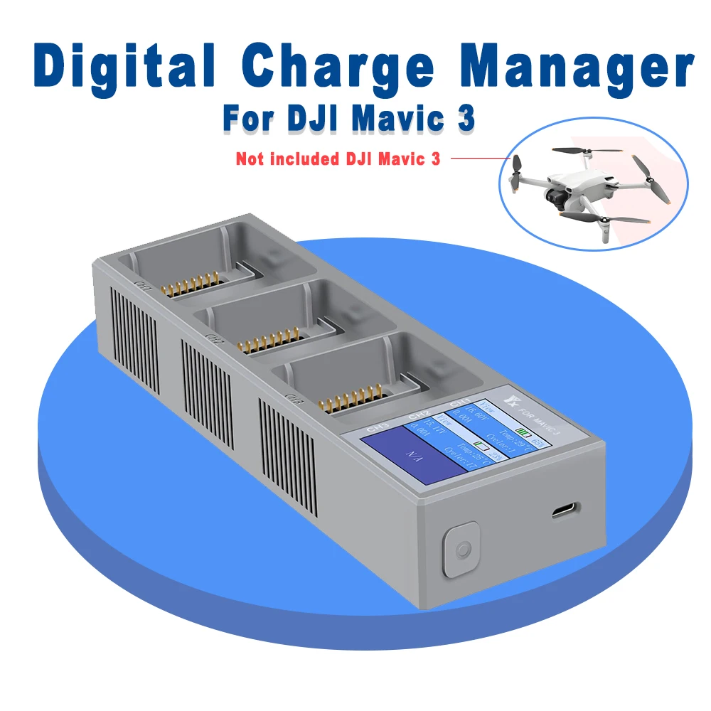 Para DJI Mavic 3/3 Cine, Mavic 3 Pro Drone batería de vuelo cargador rápido concentrador de carga USB con pantalla Digital accesorios para drones