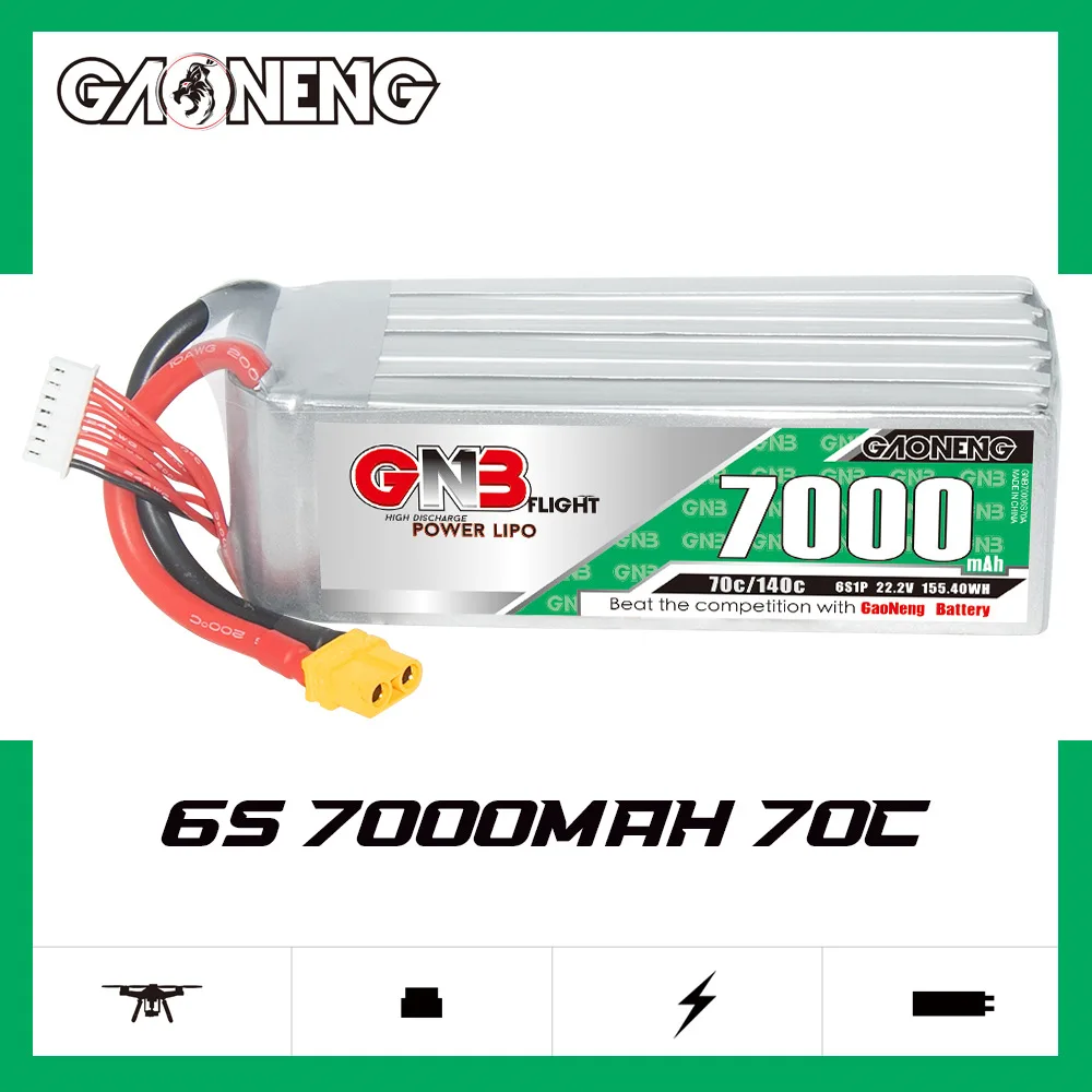Batería Lipo GNB 6S 22,2 V 5500/7000/7200/8500/11000/13500mAh 70C con enchufe XT60 XT90 XT90S para Dron FPV helicóptero avión - imagen 3