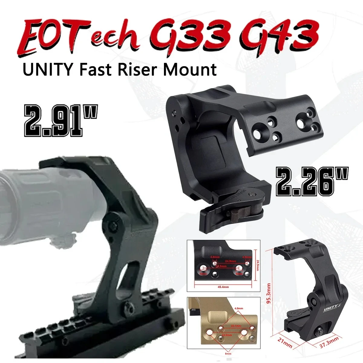 Mira táctica UNITY FAST OMNI FTC con punto rojo y lupa, Picatinny - imagen 2
