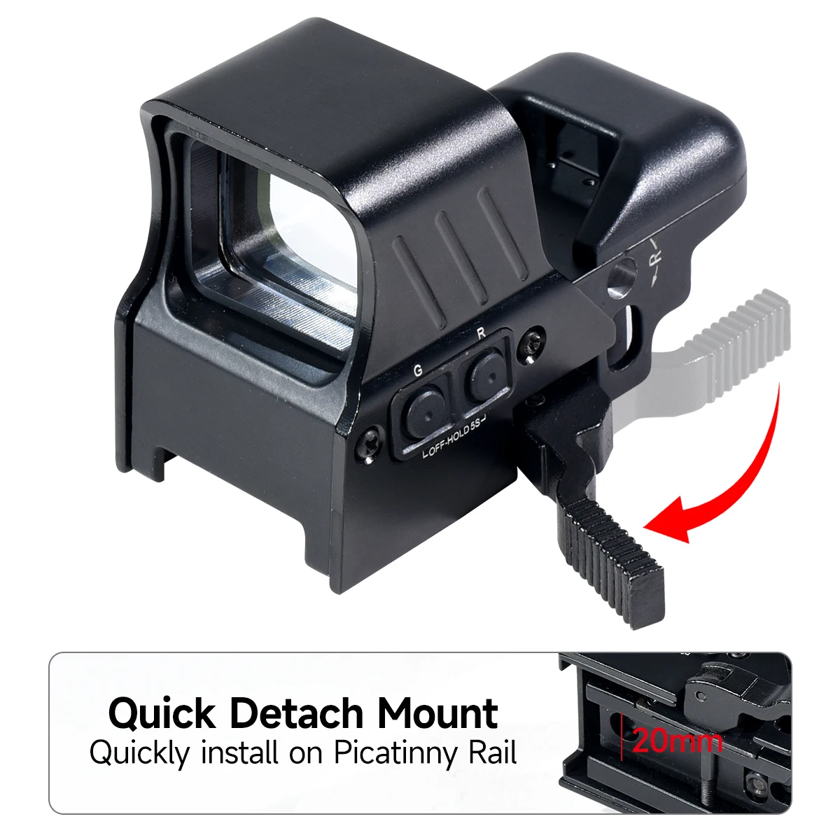 HD118 103 mira óptica holográfica táctica de 4 retículas de punto rojo/verde para montaje en riel Picatinny de 20mm Airsoft/mira telescópica de caza - imagen 3