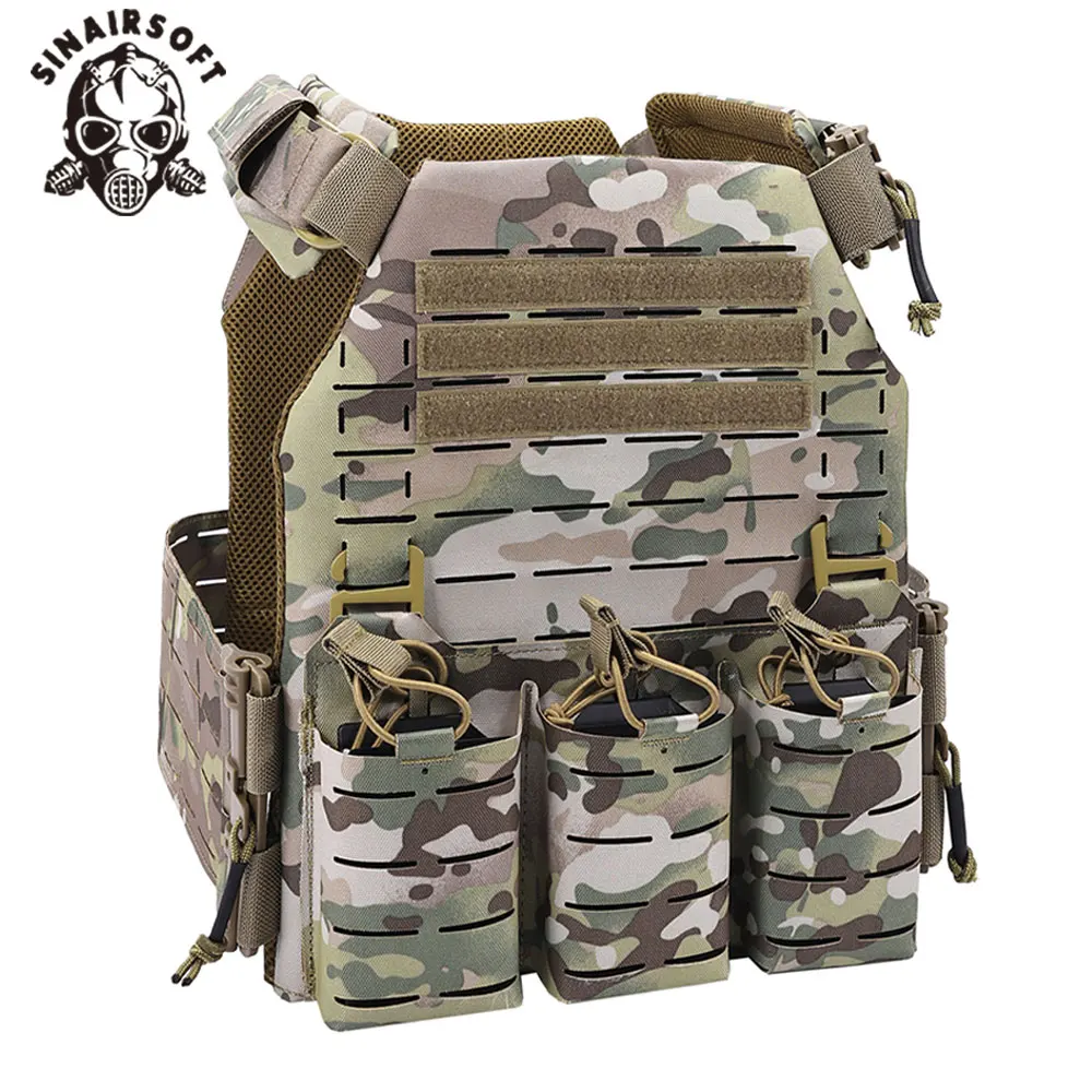 SINAIRSOFT Chaleco táctico de nailon con corte láser con liberación rápida, soporte de placa multicamuflaje Molle de seguridad, chalecos de caza - imagen 3