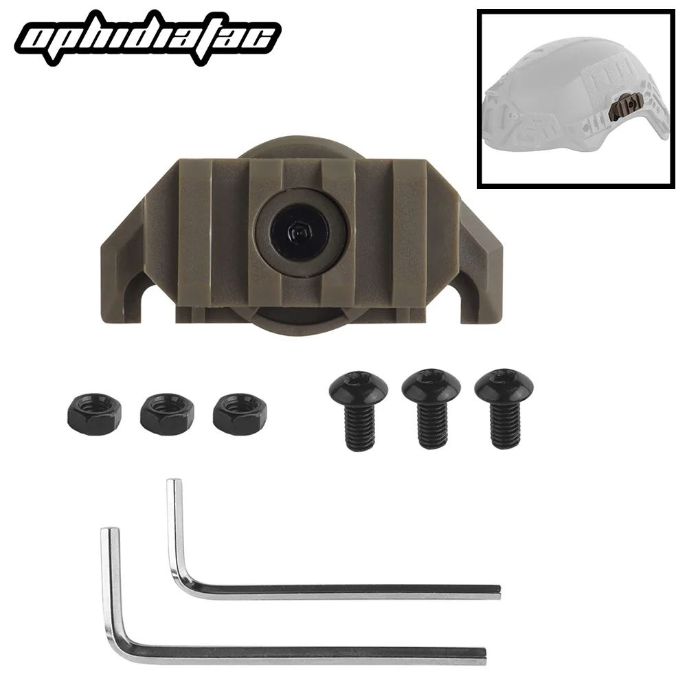 Adaptador de luz para casco OPHIDIANTAC (modelo TEAM WENDY) con riel de cola de milano compatible con ajustable para montaje de pistola de aire ligera para casco h