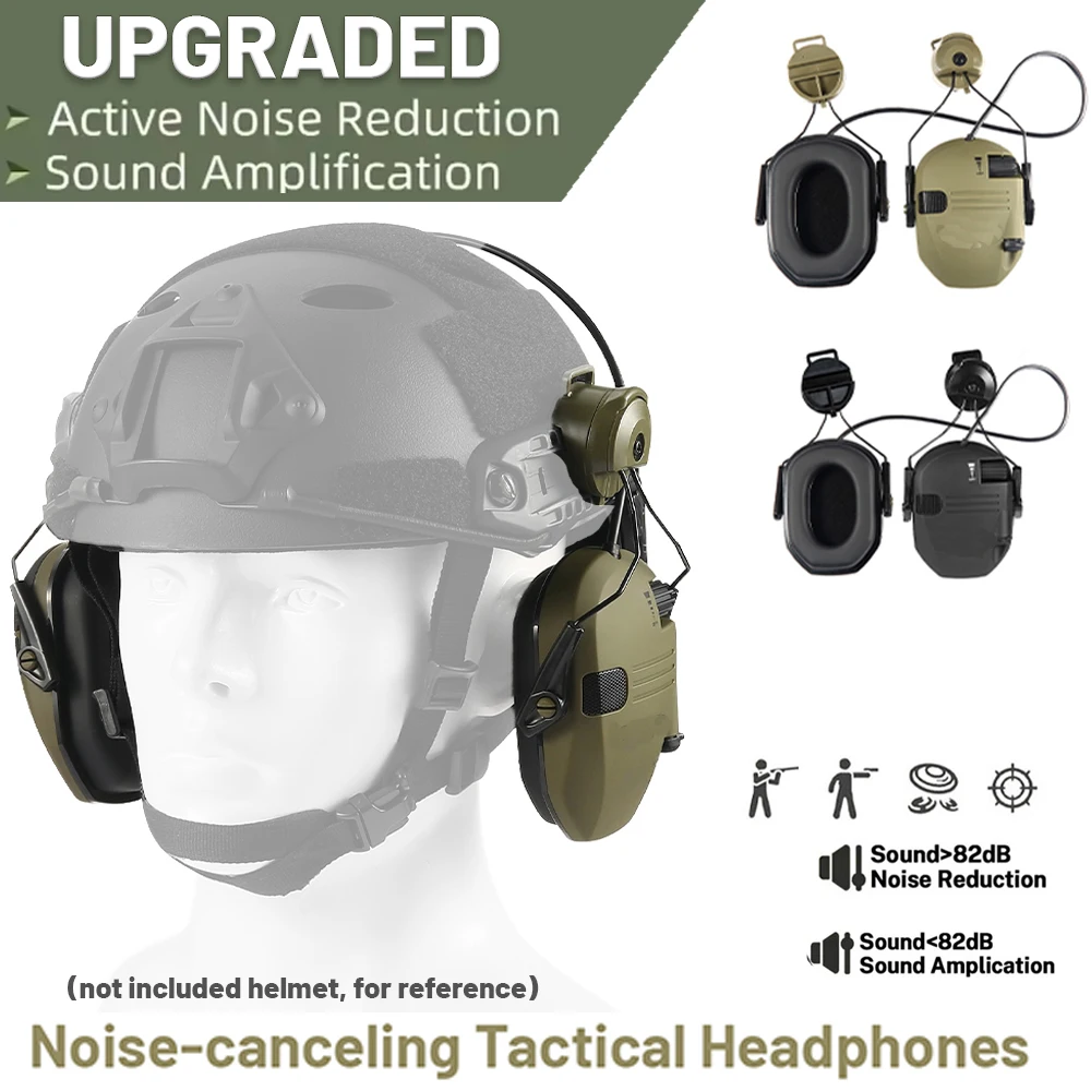 Auriculares electrónicos tácticos montaje casco tiro reducción ruido - imagen 5