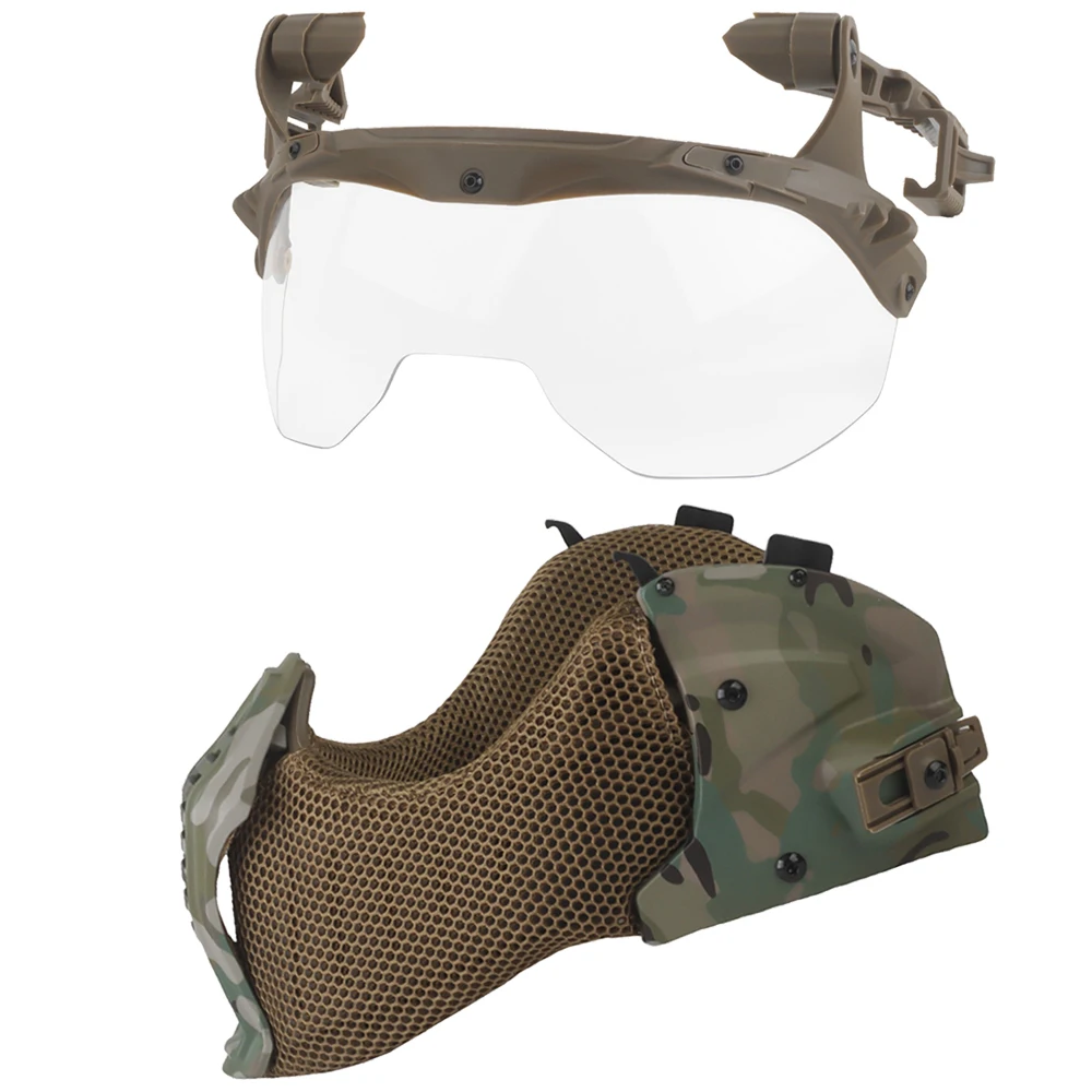 Wendy 3,0 casco táctico conjunto de protección completa con media máscara protector bucal/gafas abatibles/cubierta para las orejas para equipo de Paintball Airsoft - imagen 5