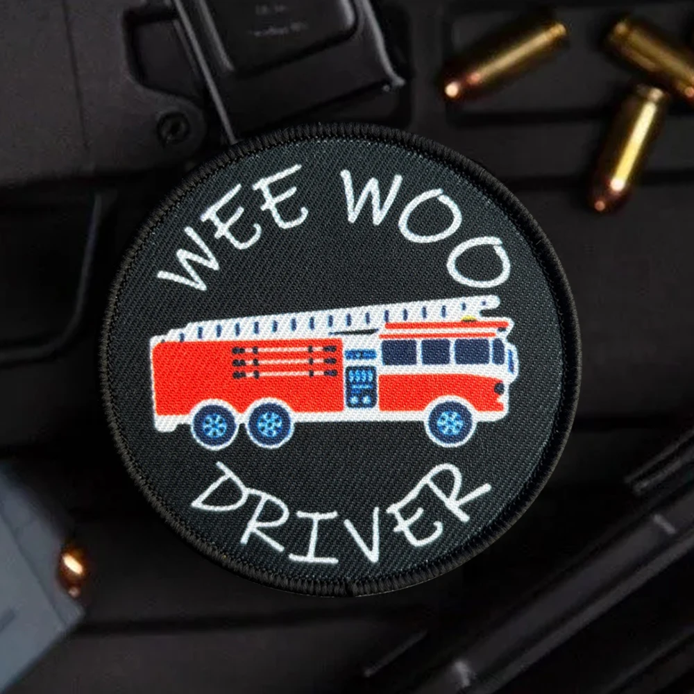 Parche táctico de bombero para conductor Wee Woo, rescate de moral militar y parches de gancho para fuego, equipo, apliques para mochila del ejército - imagen 3