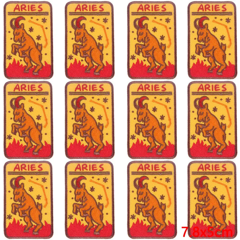 Parche bordado de doce constelaciones, parche para planchar para ropa, Leo, Aries, 10 unidades por lote - imagen 4