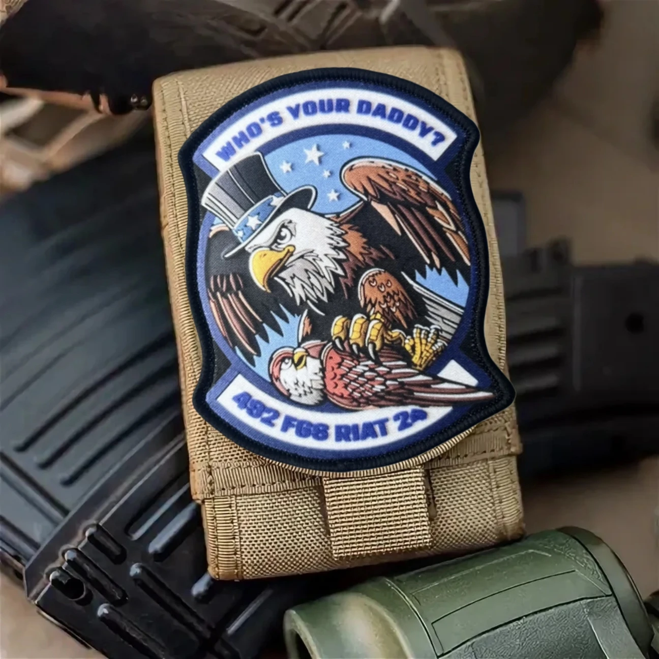 Parches impresos con insignia de moral de águila táctica para ropa, apliques personalizados militares tácticos, pegatinas para mochila con gancho y bucle