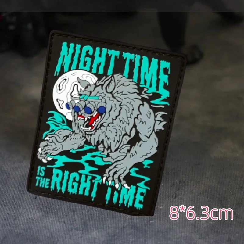 Shots Shooting PVC parches militares gancho y bucle visión nocturna casco de calavera insignia de moralidad táctica noche lobo mochila brazalete - imagen 5