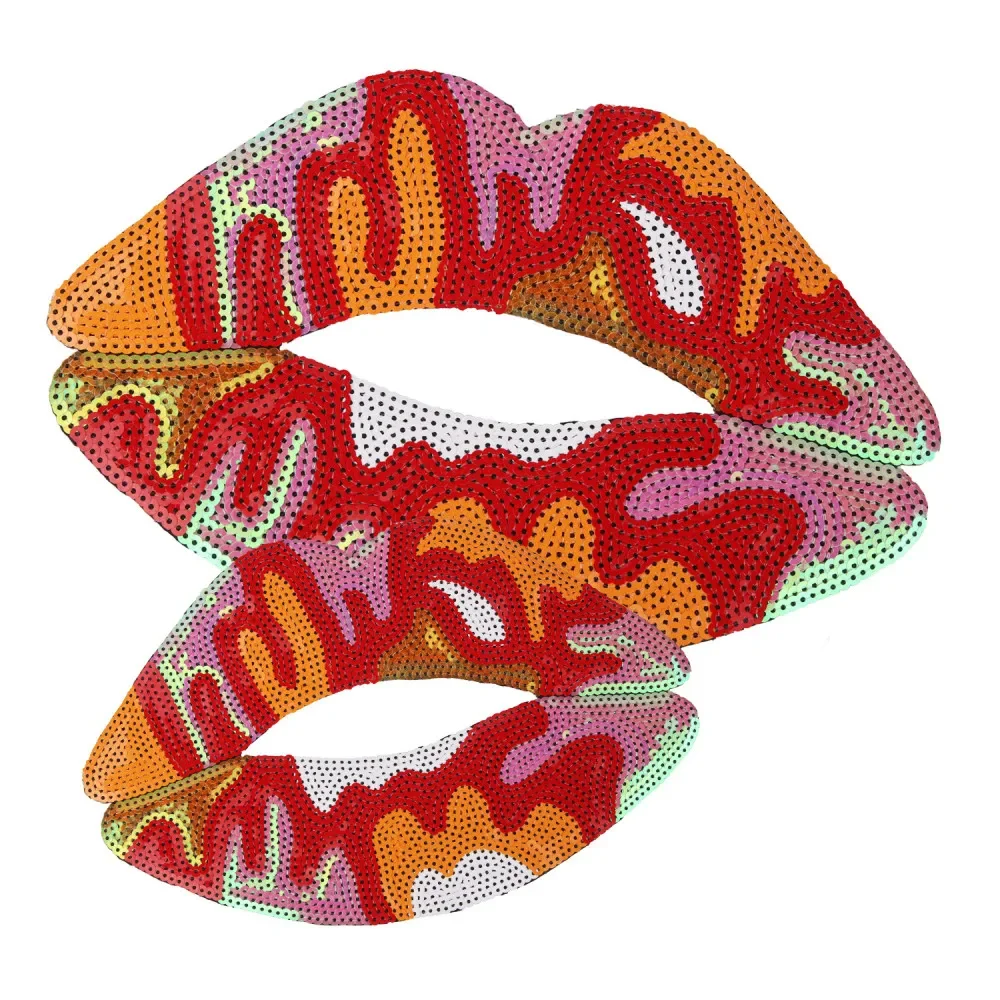 Parches de lentejuelas grandes de dibujos animados, suministros de bordado de boca, insignias, accesorios de ropa DIY, apliques decorativos, pegatinas de tela - imagen 2