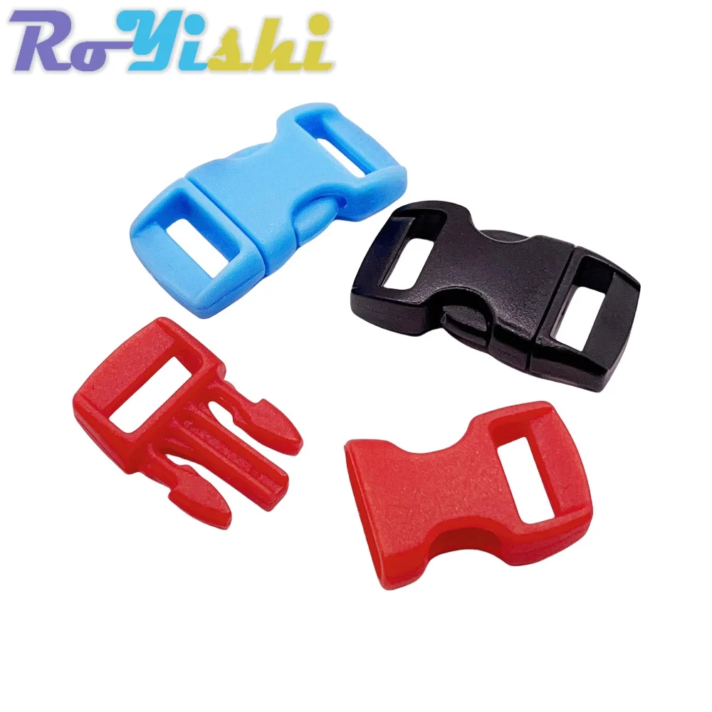 100 unids/pack 10mm Clip de hebilla de liberación lateral curvada de plástico colorido para pulsera de Paracord DIY correa de Collar para mascotas correas de mochila - imagen 5