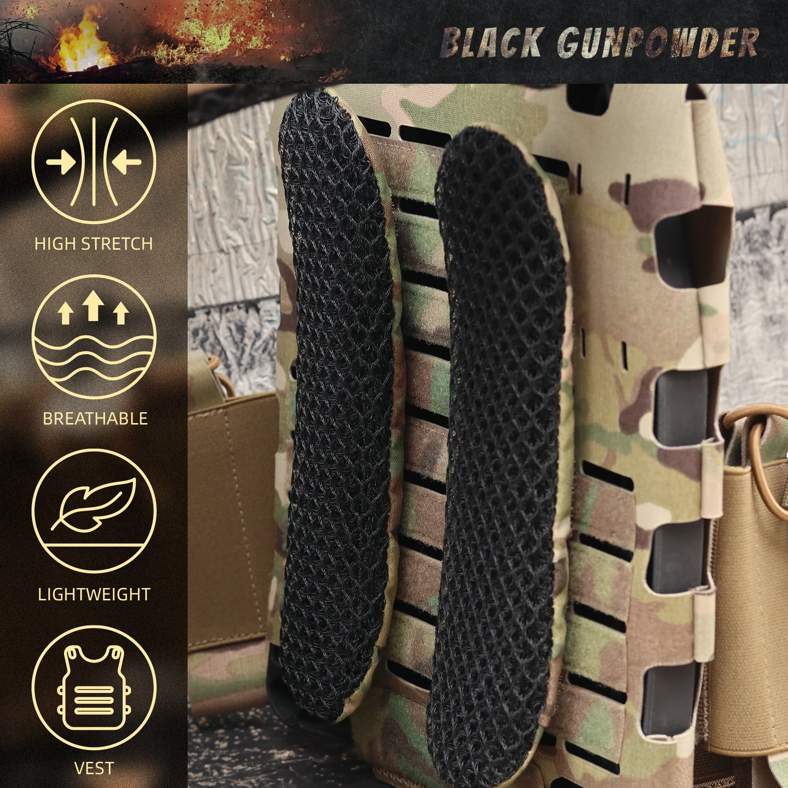 Almohadillas de malla transpirable para la cintura, accesorio táctico para el hombro y la mochila, amortiguación 3D