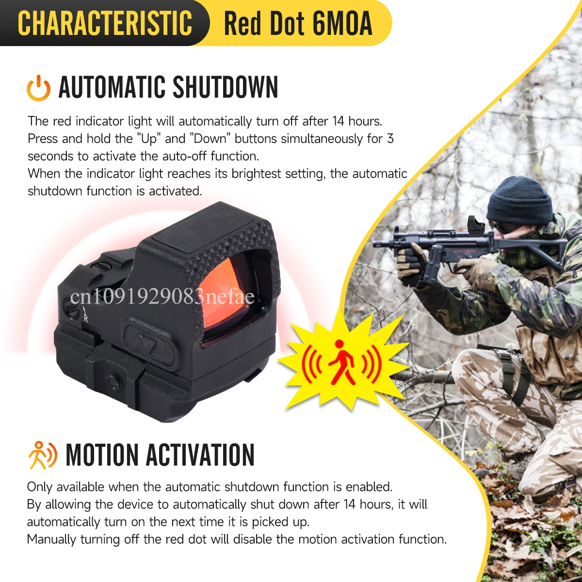 V **tex DF-CCW 6MOA Red Dot Sight Óptica táctica de caza compacta para pistola RMS Colimador de huellas, marcado 100% original - imagen 3