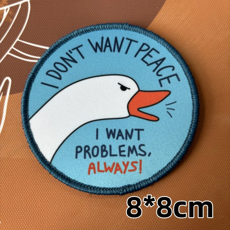 Parches tácticos de dibujos animados Silly Goose moral I Choose Violence, insignia impresa de pato amarillo, gancho y bucle, pegatinas de mochila de gato malvado - imagen 4