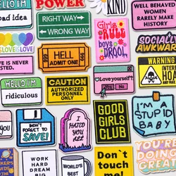 Parches de dibujos animados/letra para accesorios de ropa, pegatinas de tela bordadas para planchar, insignias de precaución, parches para decoración de ropa
