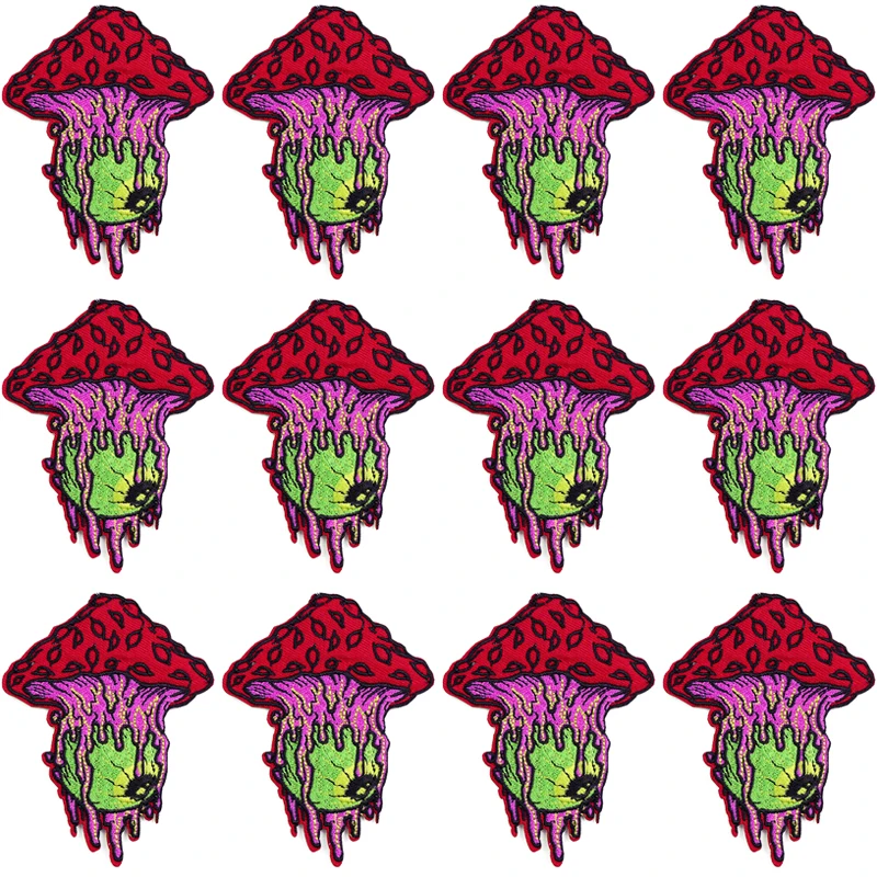 Parche bordado rojo Punk para ropa, en la ropa para planchar parches bordados, pegatinas de bucle de gancho, insignias, 10 unidades por lote - imagen 3