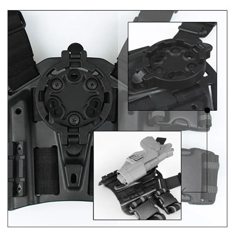Plataforma de manguera de pistola táctica, funda de pistola de liberación rápida para caza, sistema adaptador de plataforma Molle, ángulos de 360 grados - imagen 2