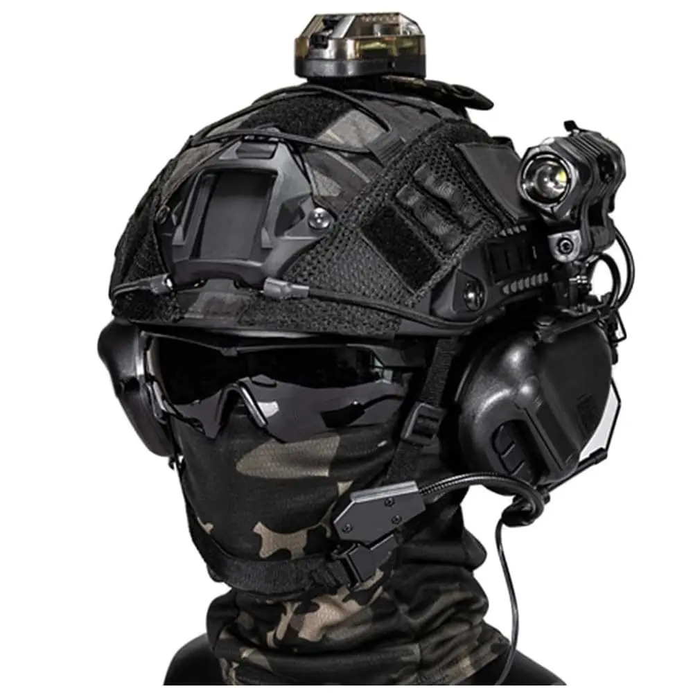 Juego de casco táctico con máscara protectora para exteriores, gafas de montaje NVG, linterna táctica para Airsoft, tiro de Paintball