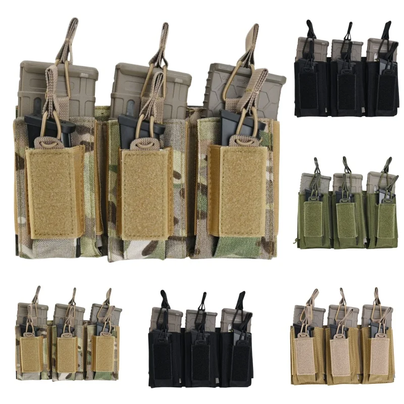 Bolsa táctica para revistas, bolsa Molle Mag individual/Triple, soporte para cartuchos de 2 capas para AK M4 M14 M16 AR