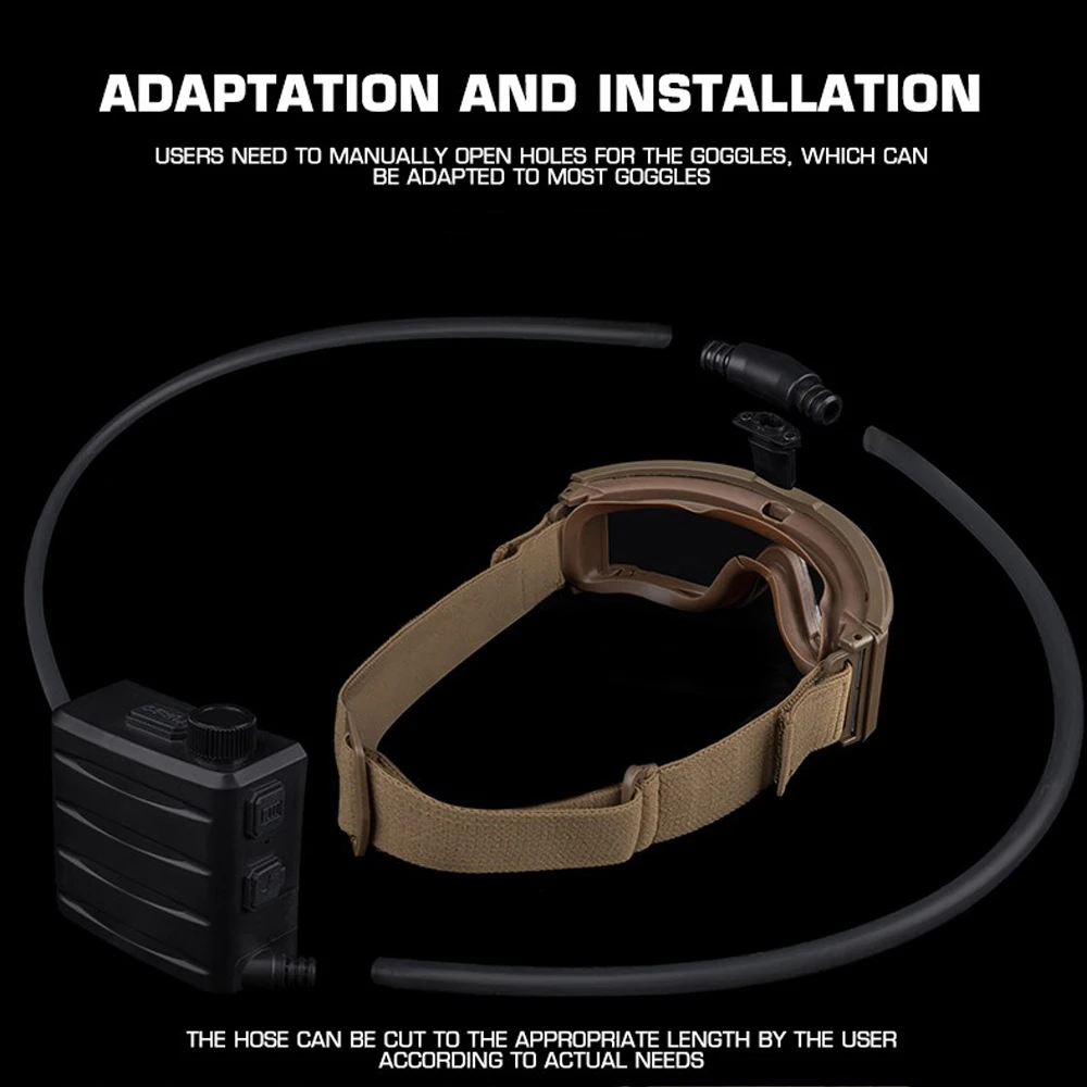 Gafas tácticas desempañador caza al aire libre tiro CS Airsoft juegos gafas antivaho unidad ajustable velocidad del viento desempañamiento ventilador Kit - imagen 2