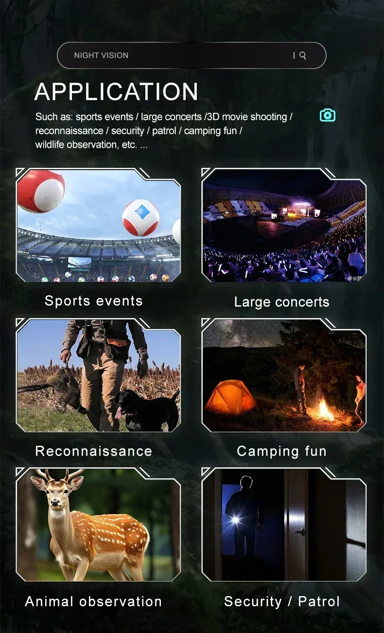 Binoculares de visión nocturna 4K, telescopio de caza infrarrojo con Zoom 8X, equipo de Camping, gafas de visión nocturna de 350m-400m para viajes - imagen 5