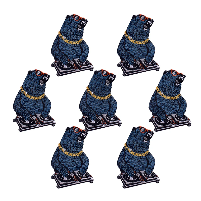 Parches bordados de animales grandes para ropa, Parche de oso para planchar para ropa, Tigre, insignia adhesiva DIY, 10 unidades por lote - imagen 3