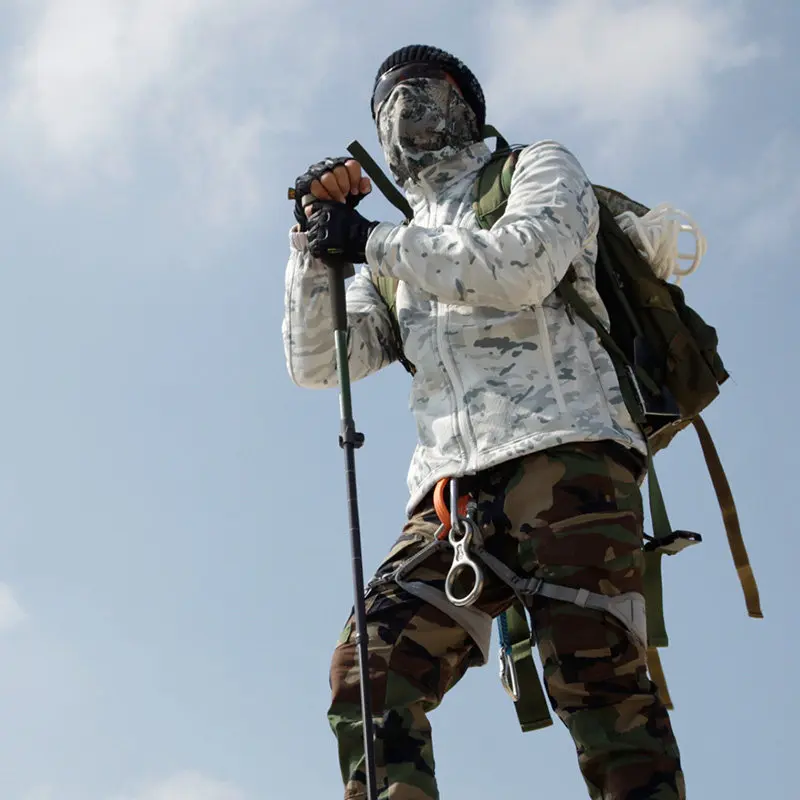 Magic Scorpion Chaqueta aislante con forro polar Softshell de camuflaje blanco cortavientos táctico para deportes al aire libre - imagen 4