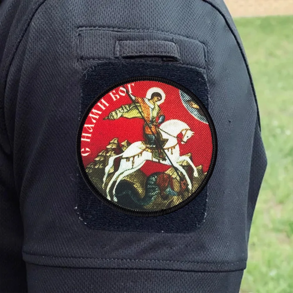 Con nosotros Dios St. George moral parche táctico gancho bucle parches insignia militar Chevron mochila pegatinas apliques Accesorios - imagen 5