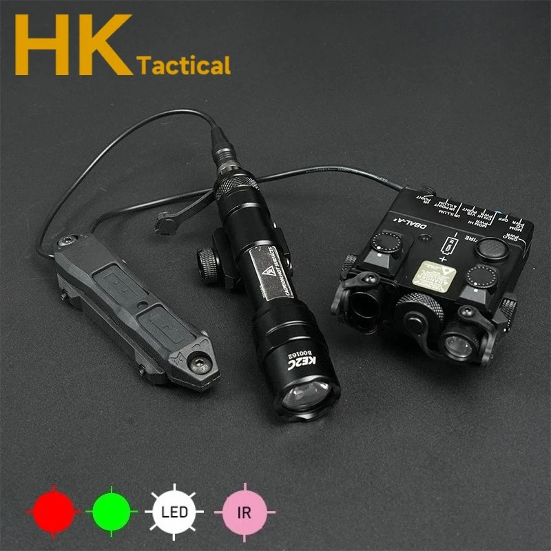Equipo táctico Airsoft DBAL A2 láser rojo verde IR armas de visión luz LED SF M600B linterna doble Control juego de interruptor de presión