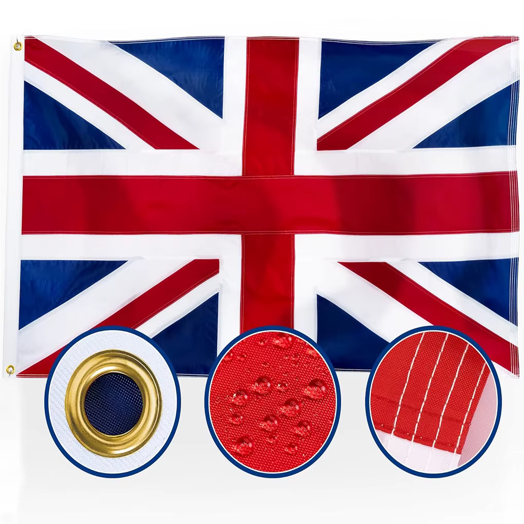 Bandera británica 90x150 cm bordada resistente con ojal