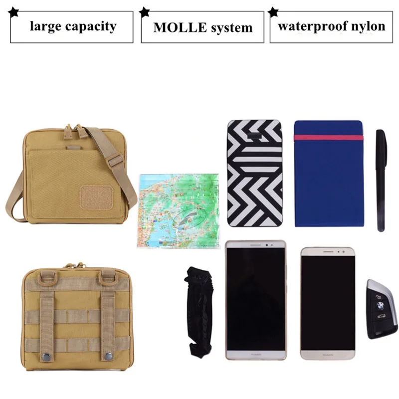 Molle-riñonera táctica médica EDC, bolsa para teléfono, tarjeta, mapa, herramienta de utilidad al aire libre con correa, bolso de hombro de viaje para senderismo - imagen 3