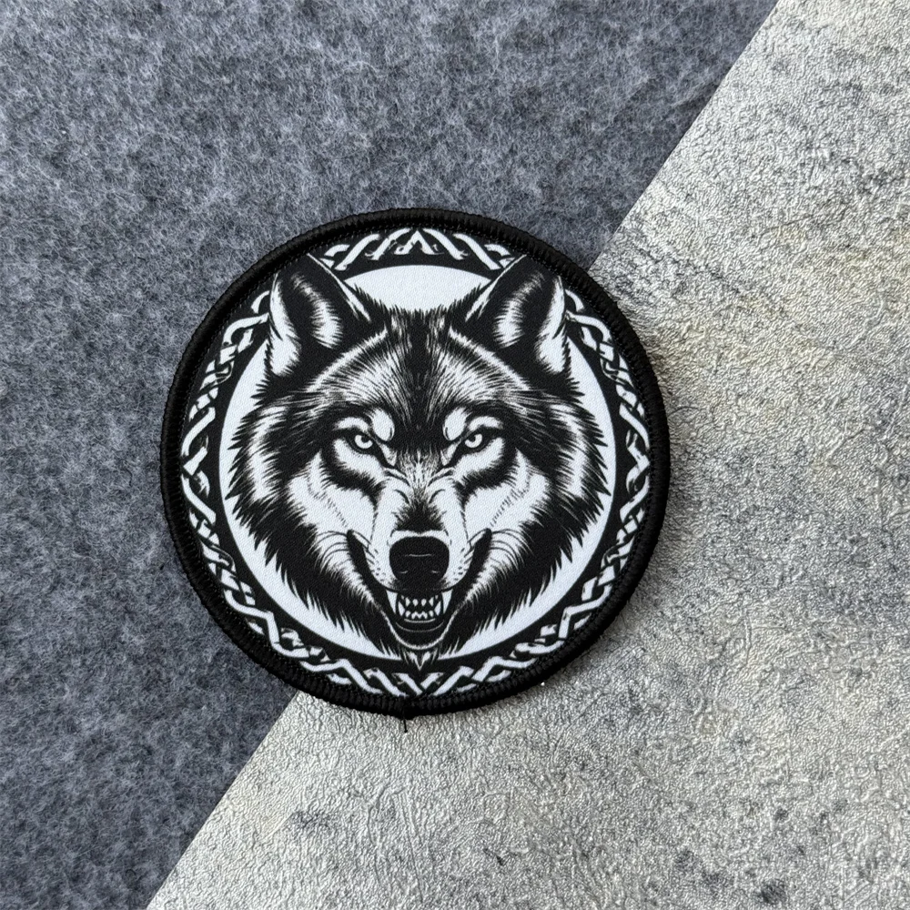 Parche K9 Chevron "Wolf", insignia de moral táctica, brazalete militar, parche de gancho y bucle con estampado Circular, pegatina decorativa para mochila - imagen 4