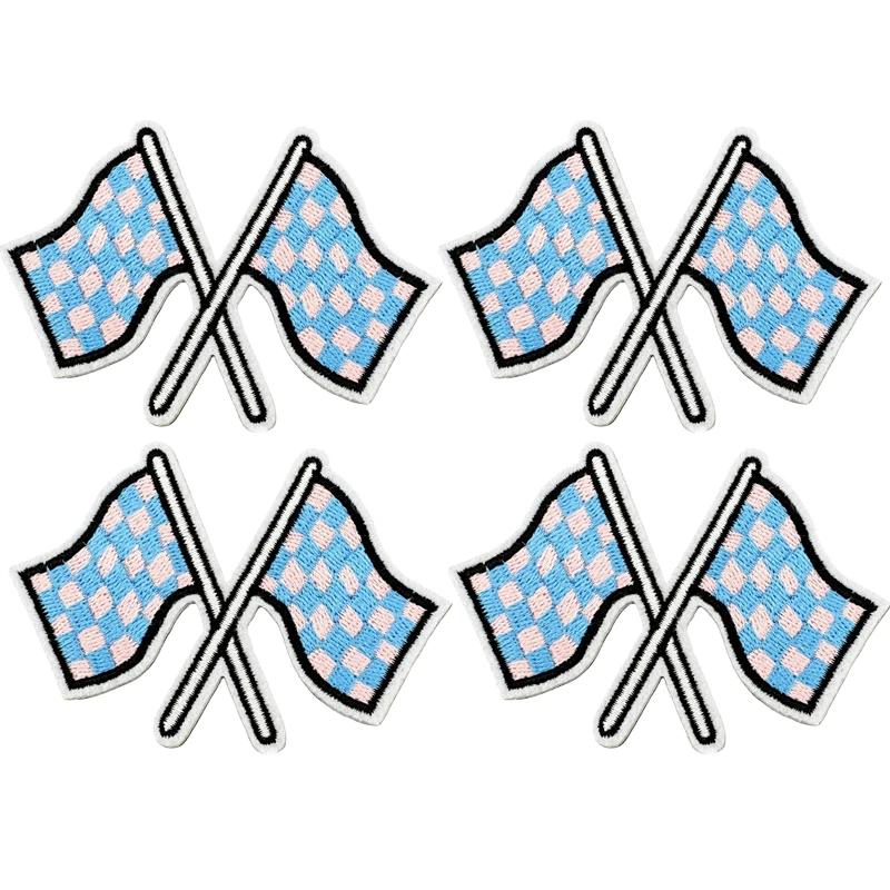 10 Uds. De insignias de costura bordadas con bandera a cuadros coloridas, sombreros DIY, chaquetas, mochila, parche para planchar para ropa, parche de bandera DIY - imagen 4