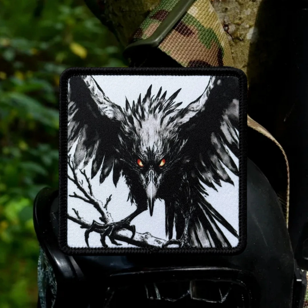 Parche táctico Chevron Black Crow Morale, brazalete del ejército militar, parches de gancho y bucle impresos para ropa, pegatina para mochila - imagen 5