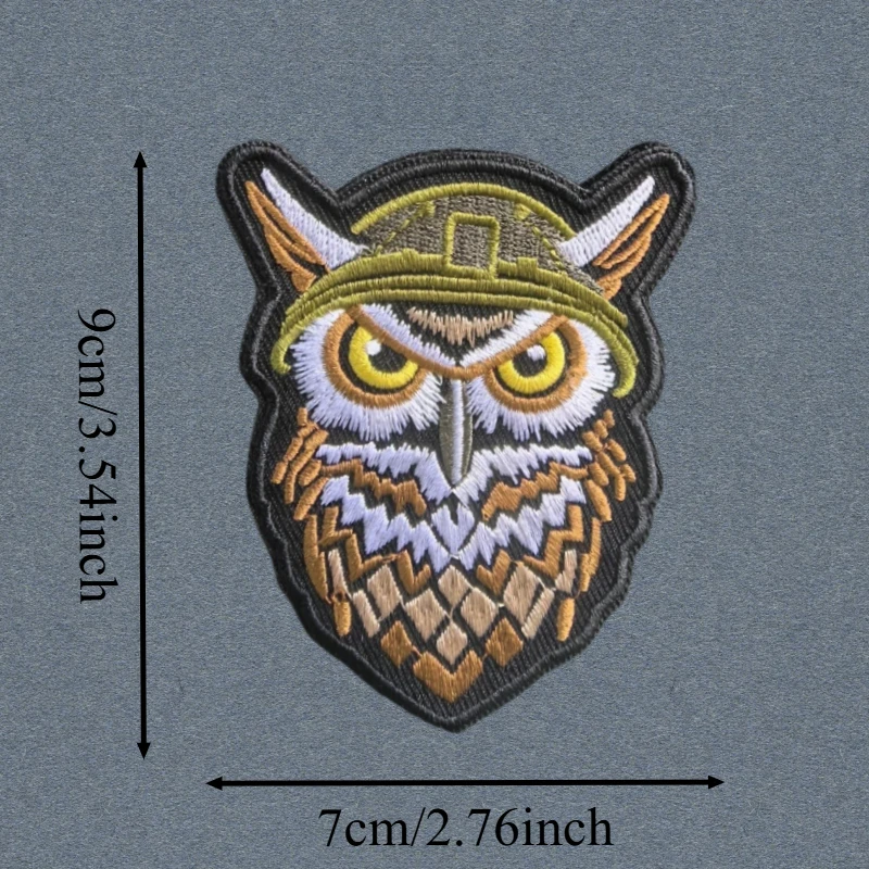 Parche bordado de animales de búho, chaleco táctico de gato, insignia de moral con gancho y bucle, pegatinas decorativas para mochila, parches para brazalete para ropa - imagen 4