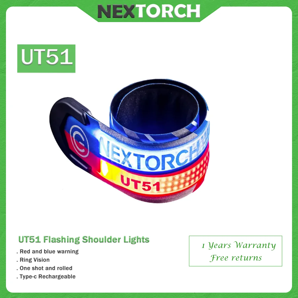 NEXTORCH UT51 Pulsera táctica LED visibilidad 360° roja azul