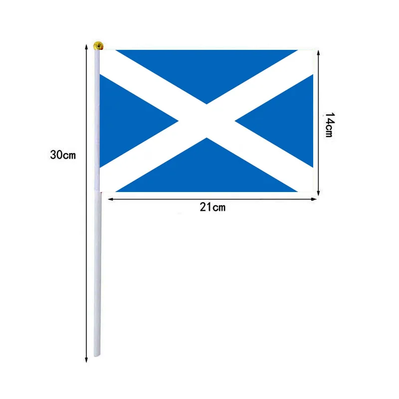 Banderas de Escocia para agitar las manos, 14x21cm, venta al por mayor, 10 unidades por lote