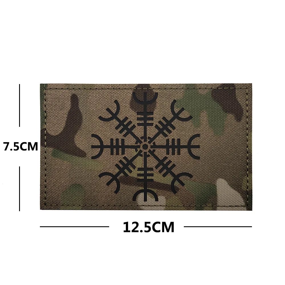 Logotipo de Viking Lunavin Odin, brújula reflectante, pegatina mágica de mochila distintiva, insignia militar, gancho de parche para ropa y anillo de costura - imagen 4