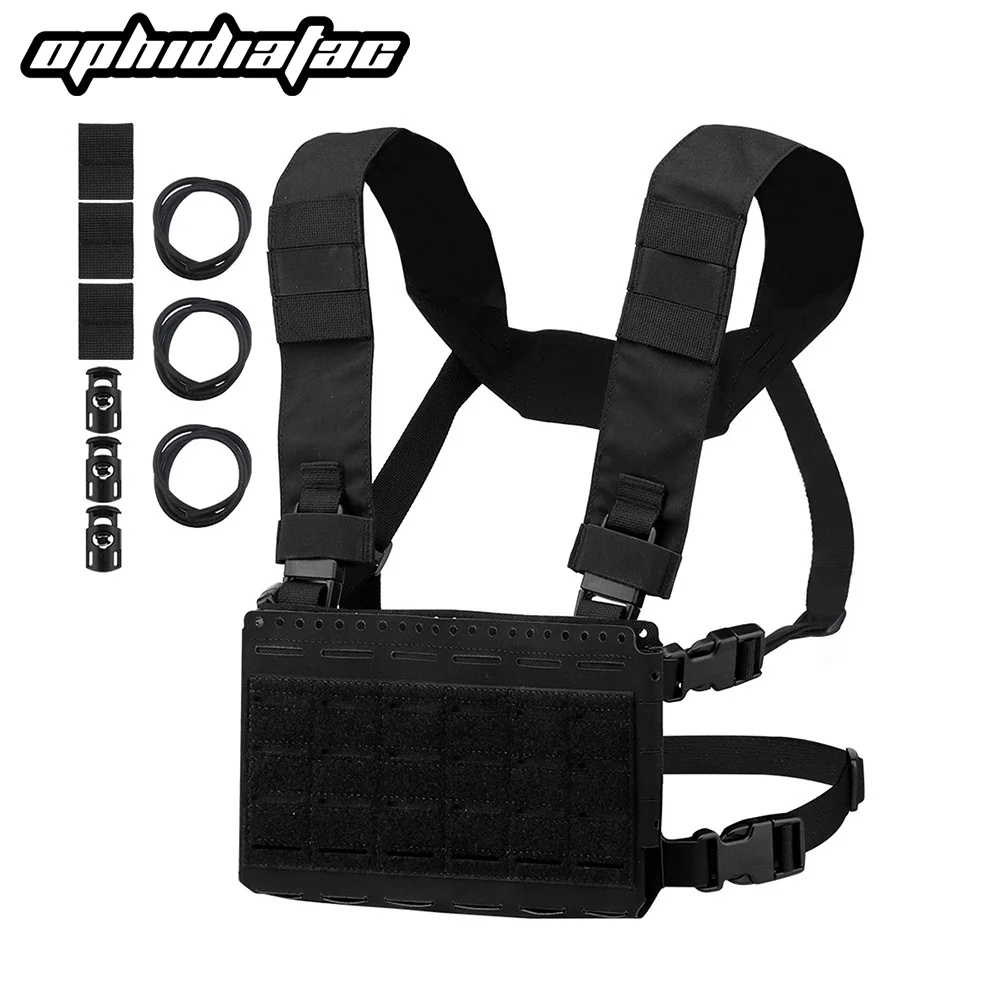 OPHIDIANTAC SSMK5 panel frontal colgante en el pecho Molle 5,56 chaleco de caza de tres bolsillos portador de tabla compatible con LV119 SPC JPC2.0