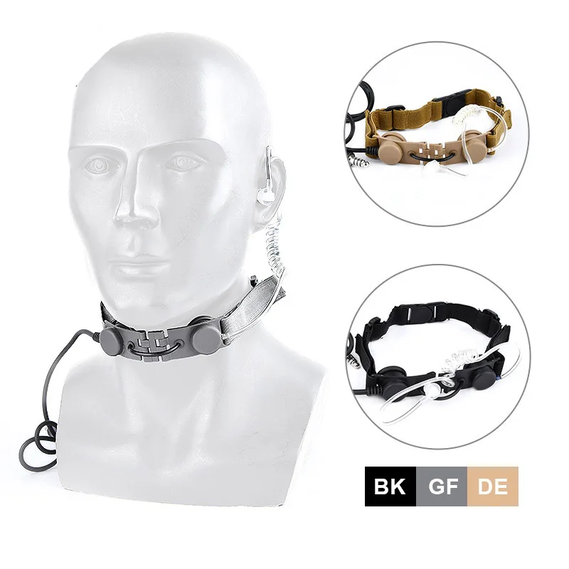 Micrófono de garganta de un solo lado, tapones para los oídos al vacío, vibración de la garganta, etiquetas para los oídos con conducto de aire, auriculares internos con cable