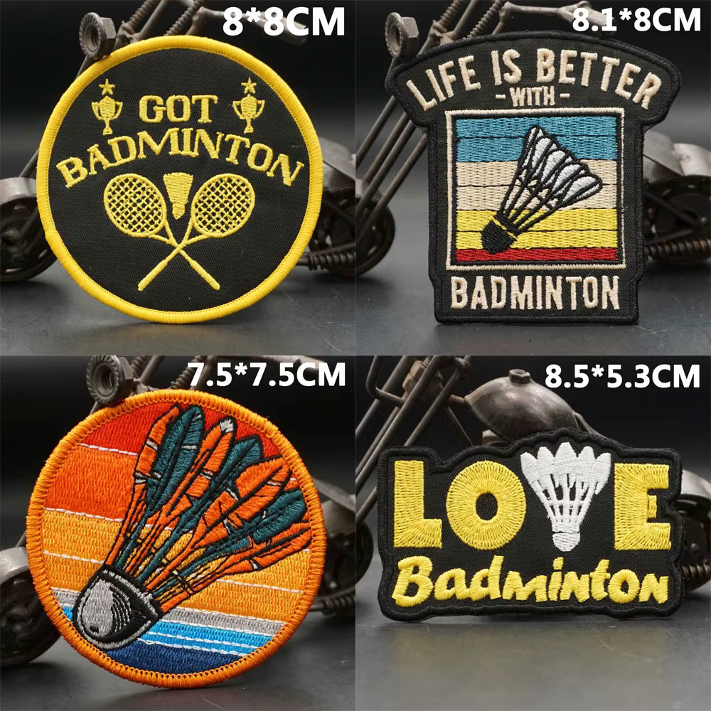 Parche bordado bádminton con velcro para ropa mochila y gorras