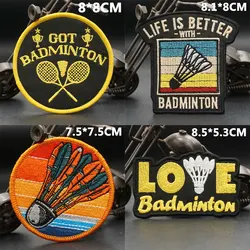 Parche bordado bádminton con velcro para ropa mochila y gorras