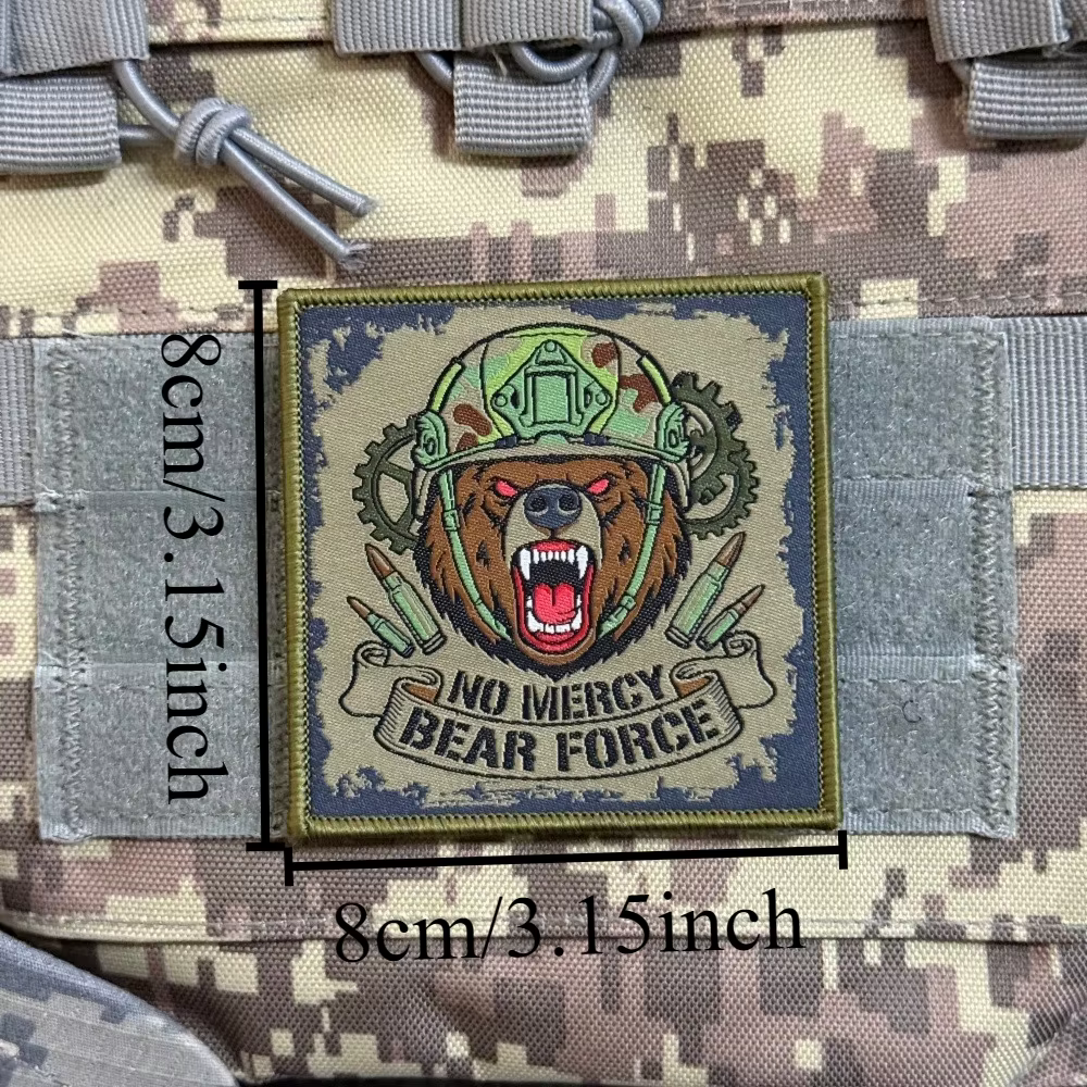 Parche táctico bordado Velcro mapache lobo oso para mochila militar - imagen 2